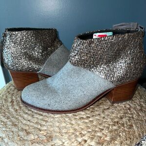 Toms Leila Block Heeled Metallic Booties